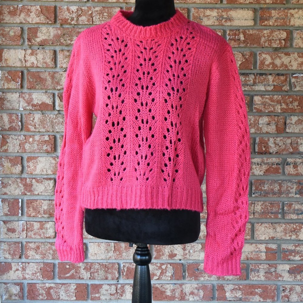 WOVEN Heart Pink Sweater